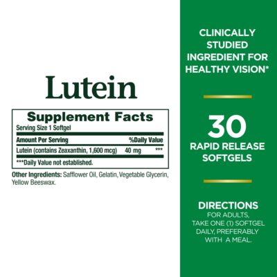 Nature's Bounty Lutein Pills, Eye Health Supplements and Vitamins, Support Vision Health, 40 mg, 30 Softgels - Image 2