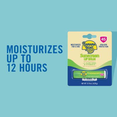 Banana Boat Sunscreen Lip Balm SPF 45 with Aloe Vera & Vitamin E, 0.15oz | Lip SPF, Aloe Vera Lip Balm with SPF, Vitamin E Lip Balm, Moisturizing Lip Balm, Lip Sunblock, Travel Sunscreen, 0.15oz - Image 2