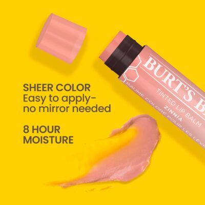 Burt's Bees Lip Tint Balm with Long Lasting 2 in 1 Duo Tinted Balm Formula, Color Infused with Deeply Hydrating Shea Butter for a Natural Looking Buildable Finish, Raspberry Zinnia (2-Pack) - Image 2