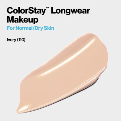 Revlon Liquid Foundation, ColorStay Face Makeup for Normal & Dry Skin, SPF 20, Longwear Medium-Full Coverage with Natural Finish, Oil Free, 110 Ivory, 1 Fl Oz - Image 2