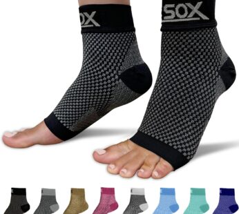 SB SOX Ankle Compression Sleeve – Plantar Fasciitis Compression Socks – Best Arch Support for All Day Wear – Relief for Heel Pain and Night Splint Comfort (Black, X-Large)