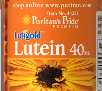 Puritan’s Pride Lutein 40 Mg with Zeaxanthin, Helps Support Eye Health*, Whole Bean, 60 Ct,