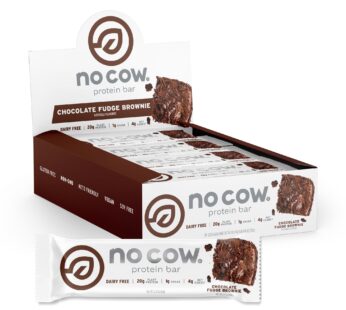 No Cow High Protein Bars, Chocolate Fudge Brownie – Healthy Snacks, 20g Vegan Protein, High Fiber, Low Sugar, Keto Friendly, Dairy & Gluten Free (12 Count)