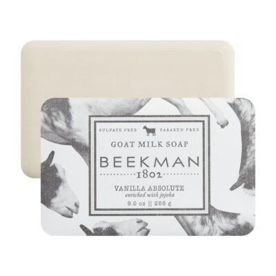 Beekman 1802 Goat Milk Body Soap Bar, Vanilla Absolute - Scented - 9 oz - Nourishes, Moisturizes & Hydrates - 100% Vegetable Soap with Lactic Acid - Good for Sensitive Skin - Cruelty Free