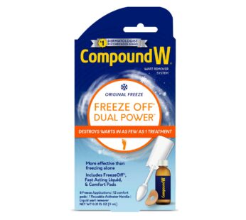 Compound W Dual Power for Large Warts, Freeze Off & Liquid Wart Remover, 8 Freeze Applications and 12 Comfort Pads