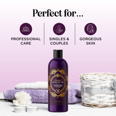 Aromatherapy Sensual Massage Oil for Couples - Relaxing Full Body Massage Oil for Date Night with Sweet Almond Oil - Vegan Lavender Massage Oil for Massage Therapy Smooth Gliding Formula 8 Fl Oz - Image 7