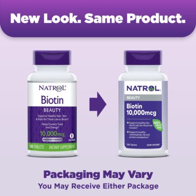 Natrol Beauty Biotin 10,000mcg Vitamins for Beauty, 100 Tablets, 100 Day Supply - Image 2