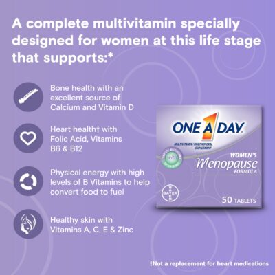 One A Day Women's Menopause Multivitamin with Vitamin A, Vitamin C, Vitamin D, Vitamin E and Zinc for Immune Health Support, Tablet - Image 3