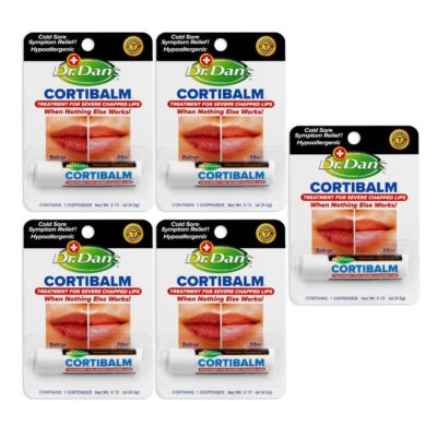 Dr. Dan's Cortibalm-5 Pack- for Dry Cracked Lips- Healing Lip Balm for Severely Chapped Lips - Designed for Men, Women and Children -