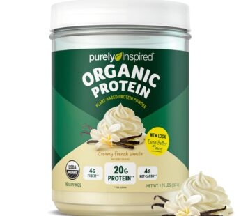 Purely Inspired Plant-Based Protein Powder for Men & Women, Creamy French Vanilla (16 Servings) – Vegan & Organic – 20g of Pea Protein Powder for Smoothies & Shakes – Dairy-Free, & Gluten-Free