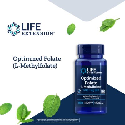 Life Extension Optimized Folate ? L-methylfolate ? Heart & Brain Support, Healthy Homocysteine Levels ? Non-GMO, Gluten-Free, Vegetarian ? 1700 mcg DFE, 100 Vegetarian Tablets - Image 3