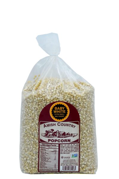 Amish Country Popcorn - Baby White (6 Pound Bag) - Small & Tender Popcorn - Old Fashioned And Delicious with Recipe Guide