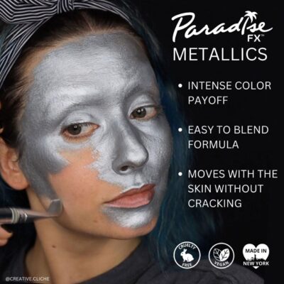 Mehron Makeup Paradise Makeup AQ Pro Size | Stage & Screen, Face & Body Painting, Special FX, Beauty, Cosplay, and Halloween | Water Activated Face Paint & Body Paint 1.4 oz (40 g) (Metallic Purple) - Image 4