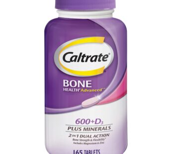 Caltrate 600 Plus D3 Plus Minerals Calcium and Vitamin D Supplement Tablets, Bone Health and Mineral Supplement for Adults – 165 Count