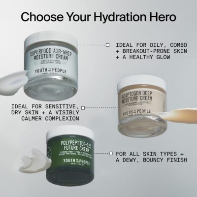 Youth To The People Air-Whip Moisture Face Cream - Gel Moisturizer & Face Primer - Lightweight Green Tea + Hydrating Hyaluronic Acid Moisturizer - Plumping, Anti-Aging, Sensitive Vegan Skincare (2oz) - Image 8