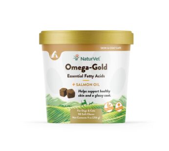 NaturVet ? Omega-Gold Plus Salmon Oil | Supports Healthy Skin & Glossy Coat | Enhanced with DHA, EPA, Omega-3 & Omega-6 | for Dogs & Cats | 90 Soft Chews