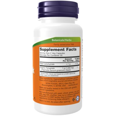 NOW Supplements, Fenugreek (Trigonella foenum-graecum) 500 mg, Herbal Supplement, 100 Veg Capsules - Image 2