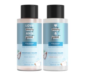 Love Beauty and Planet Volume and Bounty Thickening Coconut Water & Mimosa Flower Shampoo and Conditioner, 2 count Paraben Free, Silicone Free, and Vegan 13.5 oz