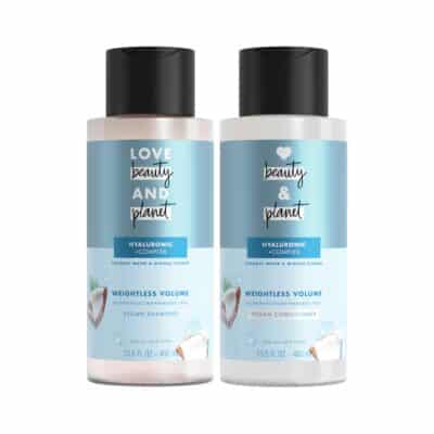 Love Beauty and Planet Volume and Bounty Thickening Coconut Water & Mimosa Flower Shampoo and Conditioner, 2 count Paraben Free, Silicone Free, and Vegan 13.5 oz