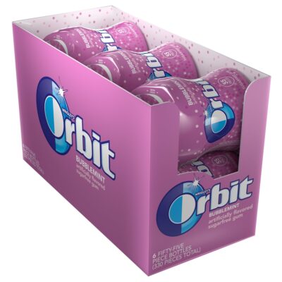 Orbit Bubble Gum Cups, Bubble Mint, 55 pieces bottle, 4-Count