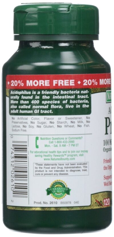 Nature's Bounty Probiotic Acidophilus, 360 Tablets (3 X 120 Count Bottles),, 360 Count () - Image 2