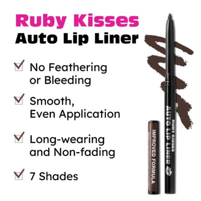 Ruby Kisses Auto Lip Liner Pencil, Long Lasting & Non-Fading, Smooth Application, Non-Feathering with Rich Color, No Sharpener Needed, Ideal for Full Lips Look (Dark Brown) - Image 5