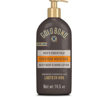 Gold Bond Men’s Essentials Everyday Moisture Daily Body & Hand Lotion, 14.5 oz., With Vitamin C