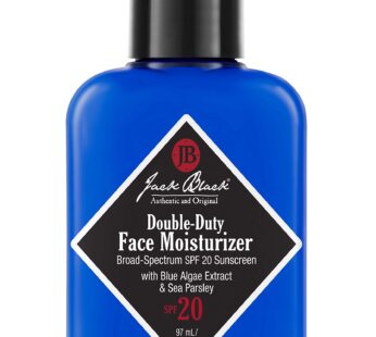 Jack Black Double-Duty Face Moisturizer, 3.3 Fl. Oz ? SPF 20 Sun Protection, Long Lasting Hydrating Skincare, Lightweight Moisturizer, Men?s Facial Moisturizer