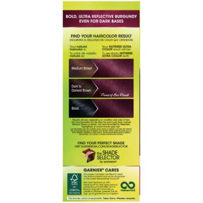 Garnier Nutrisse Ultra Color Nourishing Permanent Hair Color Cream, BR2 Dark Intense Burgundy (1 Kit) Red Hair Dye (Packaging May Vary), 1 Count - Image 4