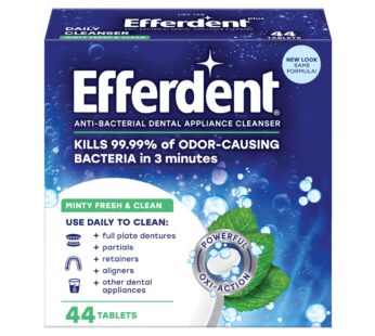 Efferdent Retainer Cleaning Tablets, Denture Cleaning Tablets for Dental Appliances, Minty Fresh & Clean, 44 Count