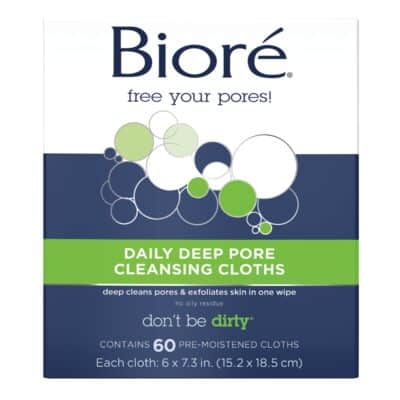 Bior? Daily Make Up Removing Cloths, Facial Cleansing Wipes with Dirt-grabbing Fibers for Deep Pore Cleansing without Oily Residue, 60 Count