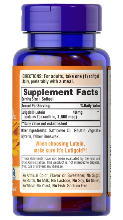 Puritan's Pride Lutein 40mg With Zeaxanthin, Supports Eye Health, 120 Count (Pack of 1) - Image 3