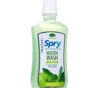 Spry Xylitol Mouthwash Fluoride Free with Enamel Support, Gentle, Natural Healing Herbal Mint – 16 fl oz (Pack of 1)