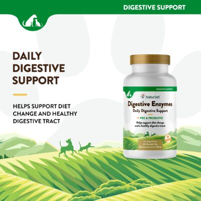 NaturVet ? Digestive Enzymes - Plus Probiotics & Prebiotics ? Helps Support Diet Change & A Healthy Digestive Tract ? for Dogs & Cats (Chewable Tablets, 60 Count) - Image 3