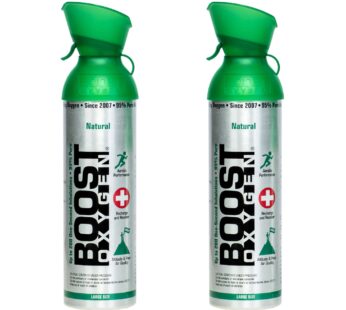 Boost Oxygen Canned Oxygen for Breathing for Home Use, Exercise, or Altitude Sickness, Includes Sealed Cap & Mask, 10-Liter Canister, Natural, 2 Pack