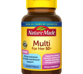 Nature Made Multivitamin For Her 50+ with No Iron, Womens Multivitamin for Daily Nutritional Support, Multivitamin for Women, 60 Softgels, 60 Day Supply