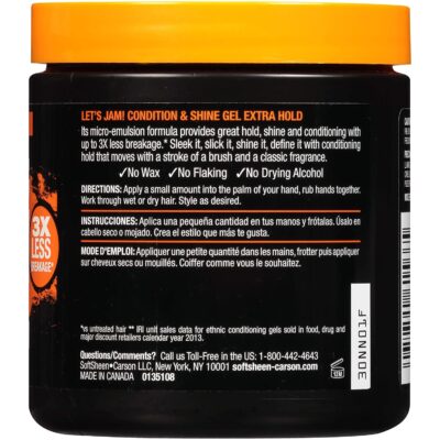 SoftSheen-Carson Let's Jam! Shining and Conditioning Hair Gel by Dark and Lovely, Extra Hold, All Hair Types, Styling Gel Great for Braiding, Twisting & Smooth Edges, Extra Hold, 14 oz - Image 2