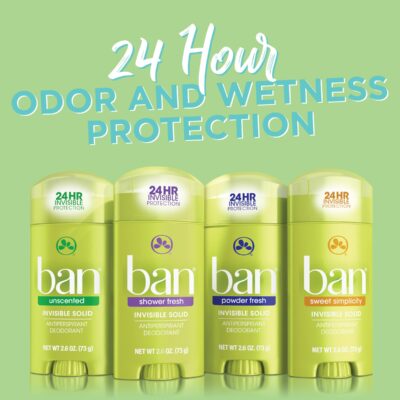 Ban Powder Fresh 24-hour Invisible Antiperspirant, 2.6oz Solid Deodorant, Underarm Wetness Protection, with Odor-fighting Ingredients (4 Pack) - Image 9