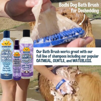 Bodhi Dog Shampoo Brush | Pet Shower & Bath Supplies for Cats & Dogs | Dog Bath Brush for Dog Grooming | Long & Short Hair Dog Scrubber for Bath | Professional Quality Dog Wash Brush (One Pack, Blue) - Image 4