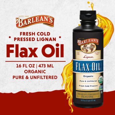 Barlean's Lignan Flaxseed Oil from Cold-Pressed Flaxseeds - 7,230 mg ALA Omega-3 Fatty Acids for Improving Heart Health - Vegan, USDA Organic, Non-GMO, Gluten-Free - 16 oz - Image 2