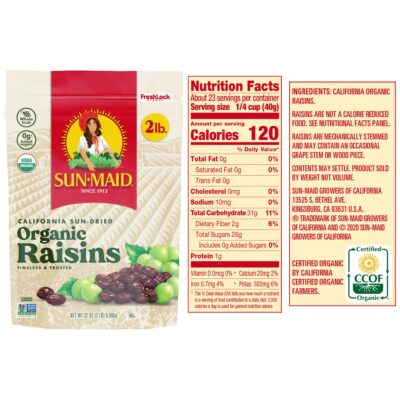 Sun-Maid Organic California Sun-Dried Raisins - 32 oz Resealable Bag - Organic Dried Fruit Snack for Lunches, Snacks, and Natural Sweeteners - Image 3