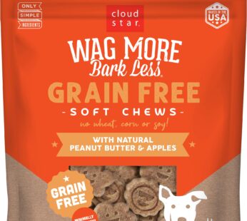 Cloud Star Corp, Wag More Bark Less Soft & Chewy Grain Free Peanut Butter & Apples Dog Treats