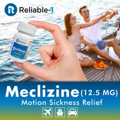 Reliable-1 Laboratories Meclizine HCL 12.5 mg Caplets - Prevent Nausea, Vomiting, and Dizziness Caused by Motion Sickness (100 Caplets, 1 Bottle) - Image 2