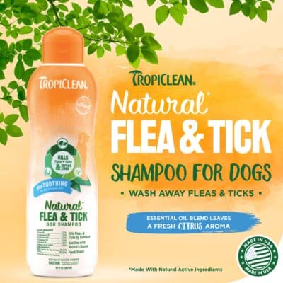 TropiClean Soothing Natural Flea and Tick Dog Shampoo | Natural Flea and Tick Prevention for Dogs | Made in the USA | 20oz - Image 2