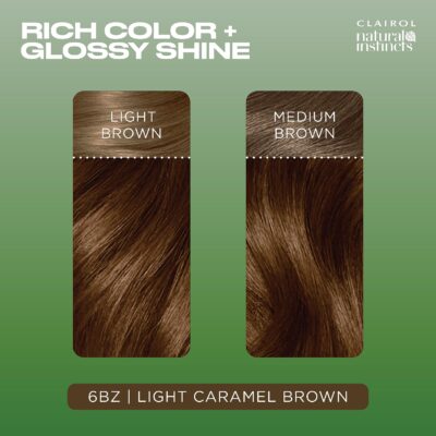 Clairol Natural Instincts Demi-Permanent Hair Dye, 6BZ Light Caramel Brown Hair Color, Pack of 3 - Image 4