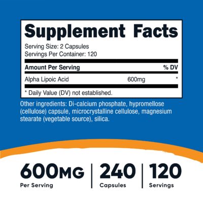 Nutricost Alpha Lipoic Acid 600mg Per Serving, 240 Capsules - Gluten Free, Vegetarian Capsules, Soy Free & Non-GMO - Image 2