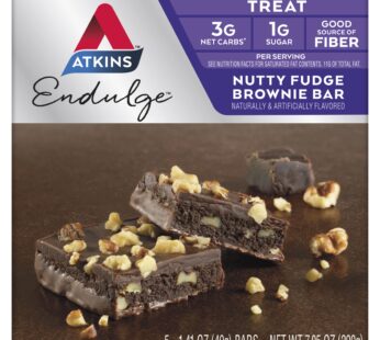 Atkins Endulge Nutty Fudge Brownie, Dessert Favorite, Good Source of Fiber, 1g Sugar, 5 Count