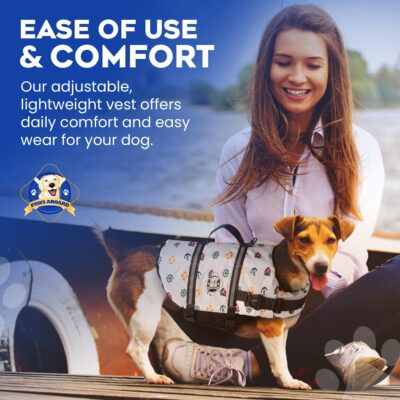 Paws Aboard Dog Life Jacket - Keep Your Canine Safe with a Nylon Life Vest - Designer Life Jackets - Perfect for Swimming and Boating - Nautical Dog, Small - Image 7