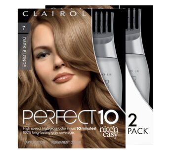 Clairol Nice’n Easy Perfect 10 Permanent Hair Dye, 7 Dark Blonde Hair Color, Pack of 2