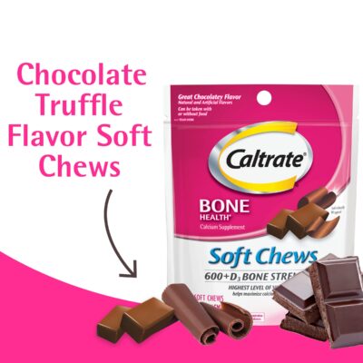 Caltrate Soft Chews 600 Plus D3 Calcium Vitamin D Supplement, Chocolate Truffle - 60 Count(Packaging May Vary) - Image 2